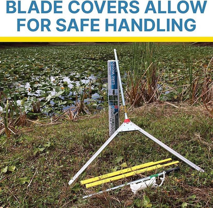 Jenlis Weed Razer Express, Lake Weed Cutter, Compact Aquatic Pond Plant Cutting Tool, Sharp Razor Blades Shear Cattail, Reed, Phragmites Lilly & Chara Algae, 30” Inch Cut Width, 25 Foot Throw Rope