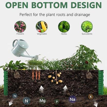 FOOWIN 2pcs 6x3x2ft Galvanized Raised Garden Bed, Planter Raised Garden Boxes Outdoor, Large Metal Raised Beds for Gardening, Garden Bed for Vegetables, Flowers, Herb,269 Gallon Capacity, Green