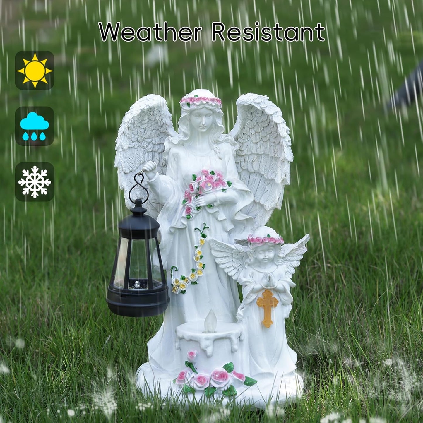 Solar-Powered Angel Garden Statue, Outdoor Garden Angel Statue - Outdoor Statues for Patio, Lawn Or Courtyard Landscaping Decorations
