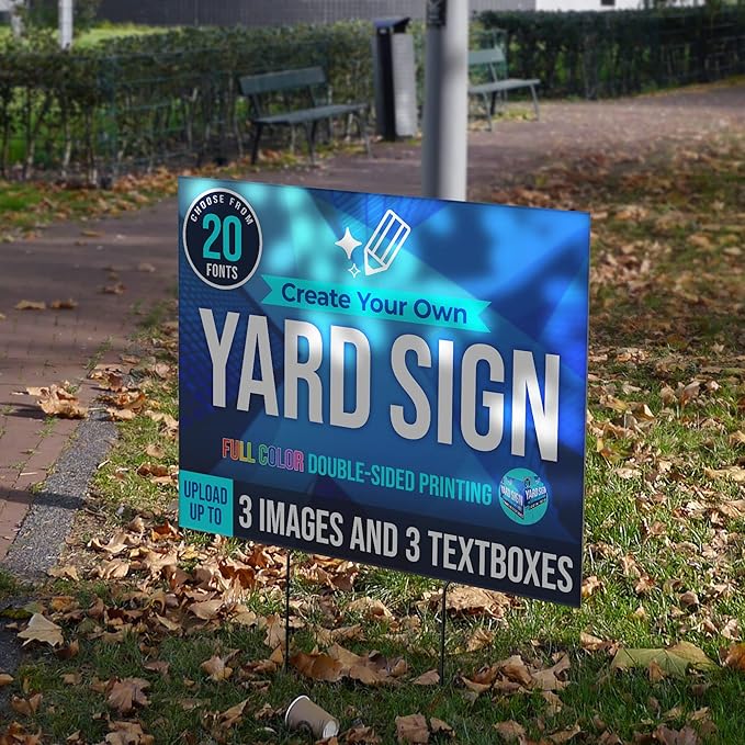 24x18" Double Sided Custom Yard Sign with Metal Stakes, Personalized Full Color Corrugated Yard Sign for Outdoors, Front and Back Custom Printed Personalized Lawn Signs 10 Pack (Design 8)