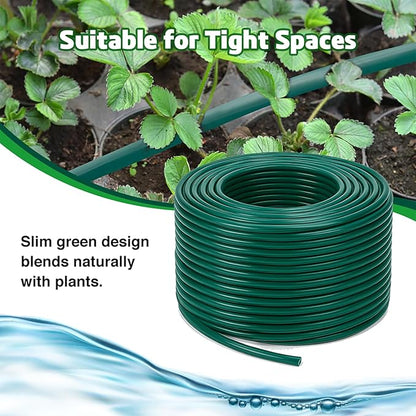 Bonviee 200ft 1/4 inch Drip Irrigation Tubing Blank Distribution Tubing Drip Irrigation Hose Garden Watering Tube Line for Garden Irrigation System-Green
