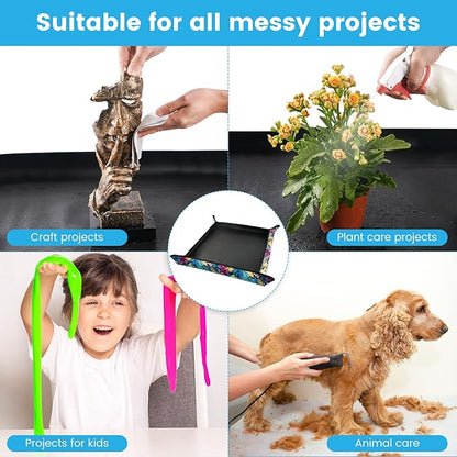 3PCS 29.5" x 29.5" Repotting mat for House Plant Care and Dirt Spill Control Portable Potting Tray