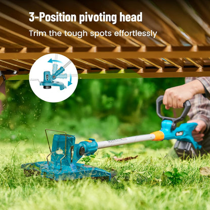SEESII 3-in-1 String Trimmer Cordless: 12-Inch Weed Wacker with 2 * 4.0Ah Battery & 21V Charger, Lightweight Electric Grass Trimmer/Edger for Lawn Care & Gardens