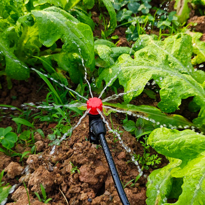 Drip Irrigation Emitters for 1/4" Drip Irrigation Tubing - Adjustable 360 Degree Water Flow Drippers on 5" Arrow Stake (25pcs Drip Emitters with Lock Barbed)