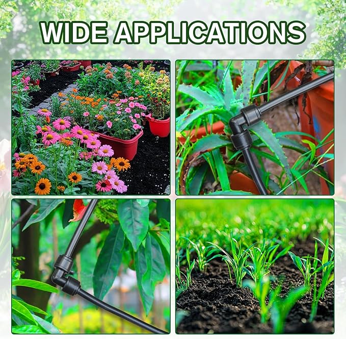 Kalolary 30PCS Quick-Connect 1/4" Drip Irrigation Tee Connectors Universal 90 Degree Elbow Fitting for 1/4 Inch Irrigation Tubing Irrigation Connectors for Drip or Sprinkler System