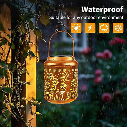 Brizled Butterfly Solar Lantern Lights 2 Pack, Warm White Christmas/Birthday Gift for Women Mom Grandma, Waterproof Hanging Solar Butterfly Lights, LED Lanterns for Garden Patio Path Tabletop Decor