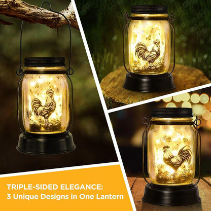 Chicken Gifts for Women/Men Cock Lovers Solar Lantern Mom Birthday, Mothers Day, Christmas Gifts, Solar Garden Decoration Outside for Yard, Patio,Backyard,Porch, Torches