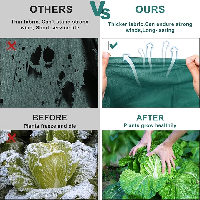 NNG 10x50ft Plant Covers Freeze Protection Frost Blankets 1.35oz/yd² Non-Woven Fabric Floating Row Cover Plant Blanket Protector Garden Winterize for Winter Outdoor Plants,Vegetables