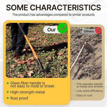 Sharpened Garden Hoe 57 Inch Heavy Duty Weeding Hoe with 8.3 Inch Blade and Fiberglass Handle Pre Sharpened for Effortless Cutting Lawn and Soil Tool