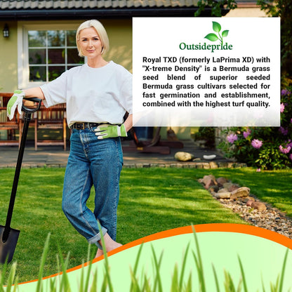 Outsidepride Royal TXD Bermuda Grass Seed Blend - 25 lbs. Warm Season, Fast Growing Turf Grass Seeds: Heat & Drought Tolerant, Ideal for Home Lawns & Sports Fields, Dense & Lush Green Coverage