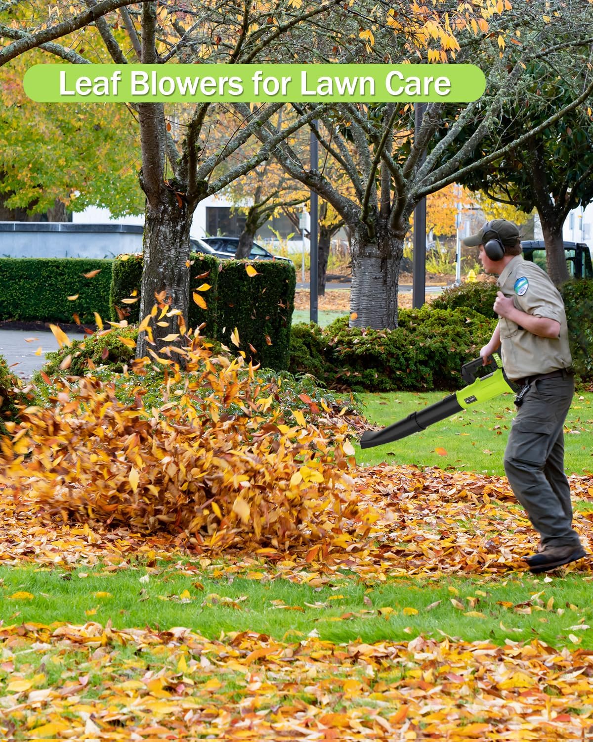 Electric Leaf Blower Cordless 530CFM - 2 X 5.2Ah Batteries and Fast Charger, 20V Lightweight Handheld Battery Leaf Blower with 7-Speed Control, 2 Extended Tubes for Yard, Lawn & Garden