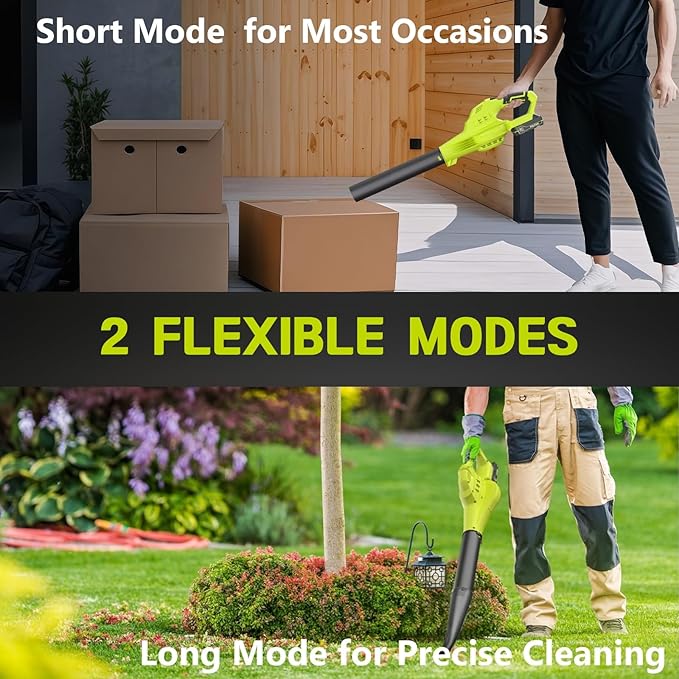 Leaf Blower Cordless with 2X 4.0Ah Batteries and Charger, 60Mins Lasting 150MPH Cordless Blower, Powerful Electric Leaf Blowers for Lawn Care, Patio, Yard, Leaves, Grass and Snow