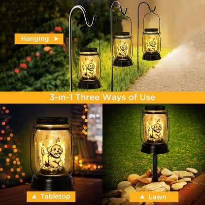 Maltese Dog Gifts for Women/Men Maltese Solar Lanterns Birthday Dog Lovers Lantern Pet Loss Dog Memorial Lights Solar Garden Decoration for Yard, Patio,Backyard,Porch Torches Light