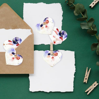 50 pcs Small Seed Paper – Pink and Purple Plantable Wildflower Hearts for Bridal Shower, Wedding Gift, Birthday, Mother's Day & Other Milestone Celebrations
