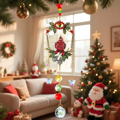 H&D HYALINE & DORA Cardinal on A Branch Suncatchers for Windows 17.5 Inch Crystal Sun Catcher with Metal Chain and Hooks Christmas Birthday Gift for Bird Lovers Women