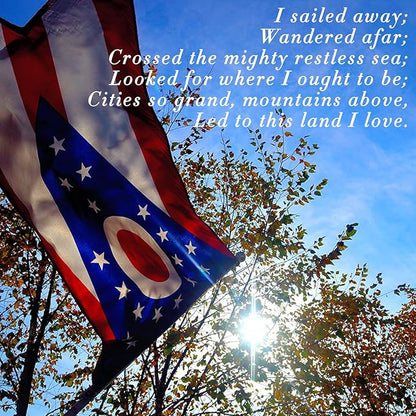 Ohio State 3x5 ft OH Flag - Heavy Duty 210D Nylon with Embroidered Stars - Outdoor/Indoor All Weather Burgee Flag with Strong Canvas Header/Brass Grommets/Sewn Stripes