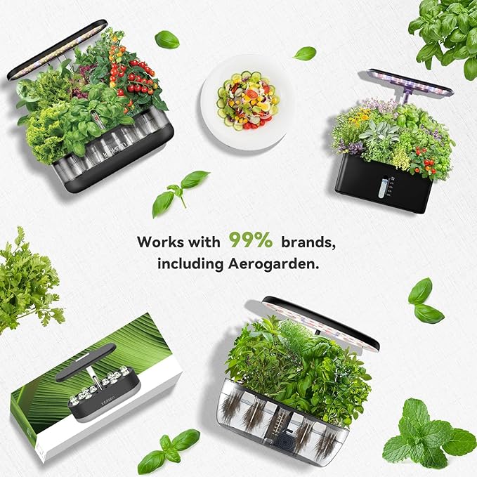 inbloom 18-Pod Herb Seed Pod Kit – Compatible with AeroGarden, Ahopegarden, Gardencube Hydroponic Garden with 350+ Seeds: Basil, Mint, Cilantro, Parsley, Shiso, Chicory, Liquorice – Mothers Day Gift