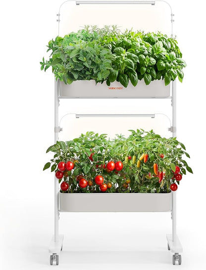 SUNCOZE 2-Tier Hydroponics Growing System Kit with 24 Pods – Full Spectrum Grow Lights, Hydroponic System equipped with smart controller, Indoor Herb Garden Kit for Vegetables, Herbs, Fruits & Flowers