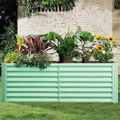 Land Guard 6×3×2ft Galvanized Raised Garden Bed, Planter Boxes Outdoor, Raised Garden Beds Outdoor for Vegetables, Flowers, Herbs, 269 Gallons, Lime Green…