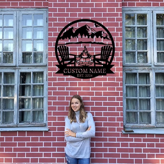 Personalized Camping Signs | Custom Metal Sign | Custom Mountain Campfire Sign | Custom Signs Outdoor Metal | Family Name Sign | Personalized Campfire Name Sign | Metal Wall Art | Camping Signs