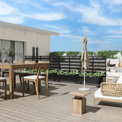 Casaphoria Metal Raised Garden Bed with Trellis and Wheels, 47"x47"x16" Planter Box for Climbing Plants, Vegetables & Vines, Features Drainage Holes and Privacy Screen (Black-Harold)