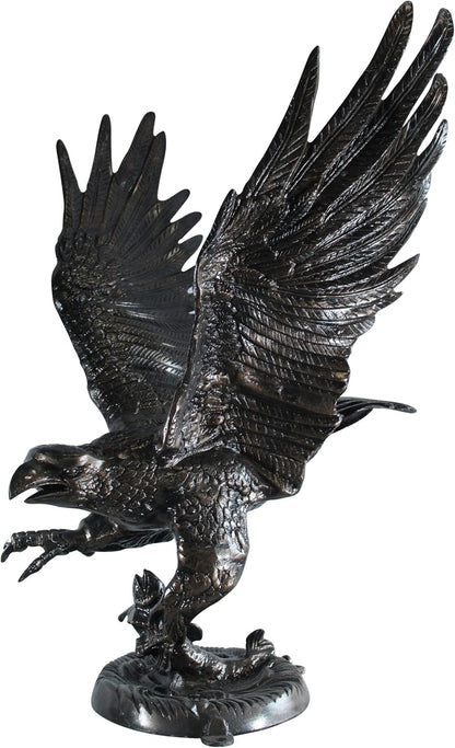 NIFAO Large Aluminum Eagle Statue with Wings Spread in Flight – Bronze-Style Wildlife Décor for Home & Garden – 40" x 35" x 51"H