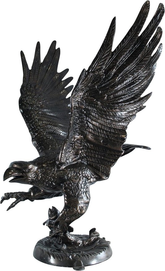 NIFAO Large Aluminum Eagle Statue with Wings Spread in Flight – Bronze-Style Wildlife Décor for Home & Garden – 40" x 35" x 51"H