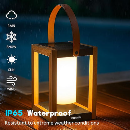 EcoGreen Solar Lantern with Handle – 7.87x12.2 in Waterproof Outdoor Solar Light, Warm White, 8H Auto-On, Portable for Patio, Yard, Pathway, Porch & Camping (Single Pack)