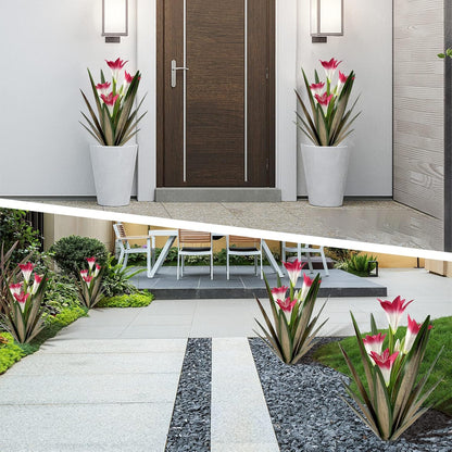 Homight Metal Agave Plant Outdoor Decoration Lily Mexican Yard Art Garden Gift Home Decor Hand Painted Metal Agave Garden Yard Statue, Outdoor Lawn Ornaments(3 Big Red Lilies)