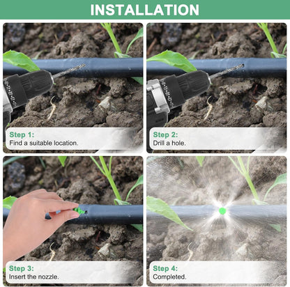 50-Pack Misting Nozzles, 180 Degree Irrigation Emitter Sprinklers for Garden/Plant/Lawn Water Irrigation System Barbed Refraction Atomizing Dripper [Green]