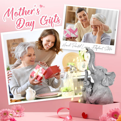 GIGALUMI Solar Garden Outdoor Statues for Women, Mom, Grandma. Elephant Figurine Housewarming and Birthday Gifts Outdoor Statue Light Decor Ornament for Backyard, Patio, Balcony, Lawn, Pond