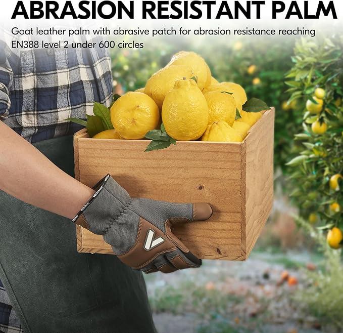 Vgo... Work Gloves for Men,Leather Safety Work Gloves,Scratch protection,Thornproof,Touchscreen(CA7777/CA7780/GA7776/PA7775)