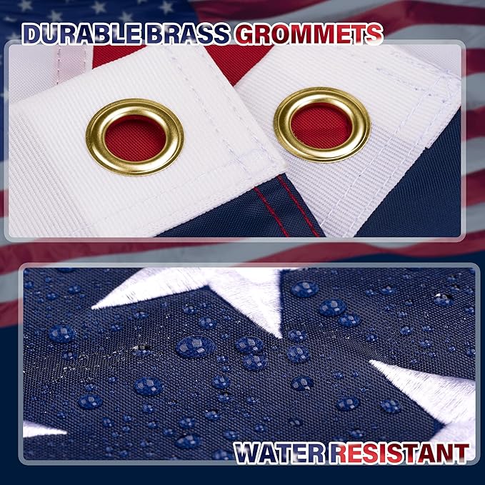 XIFAN Premium American Flag 10x15 Outdoor, Heavy Duty 420D Tough Polyester, Long Lasting US Flags for High Wind Outside with Embroidered Stars, Sewn Stripes, 3 Brass Grommets