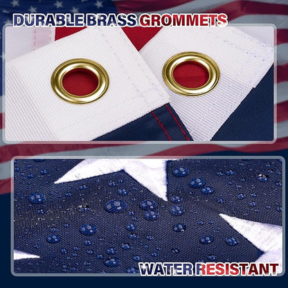XIFAN Premium American Flag 10x15 Outdoor, Heavy Duty 420D Tough Polyester, Long Lasting US Flags for High Wind Outside with Embroidered Stars, Sewn Stripes, 3 Brass Grommets