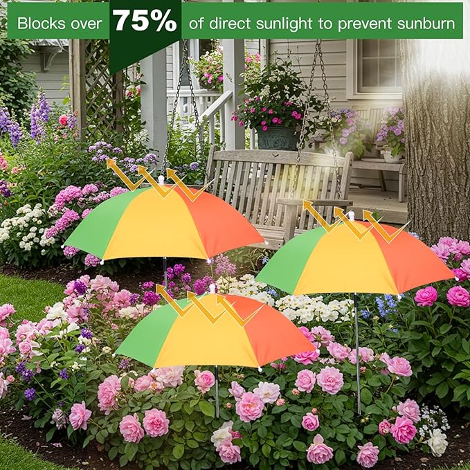 Plant Umbrellas for Outdoor Plants, 4 Pack Plant Shade Umbrella with Adjustable Height, Sun Protection Shade Cloth for Potted Plants, Flowers & Garden Beds, Patio Balcony Lawn