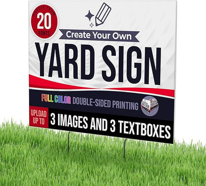 24x18" Double Sided Custom Yard Sign with Metal Stakes, Personalized Full Color Corrugated Yard Sign for Outdoors, Front and Back Custom Printed Personalized Lawn Signs (Design 6)