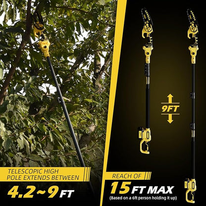 Cordless Pole Saw & Mini Chainsaw 2-in-1, 6-inch Brushless Electric Tree Trimmer,Tree Cutter for Outdoors Pruning & Wood Cutting, Battery Included