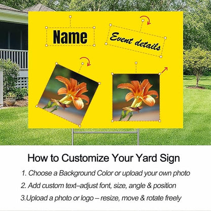 10-Pack Custom Yard Signs with Stakes – 18x24 Personalized Outdoor Directional Signs for Events, Business, and Birthdays – Durable 4mm Weatherproof Corrugated Plastic