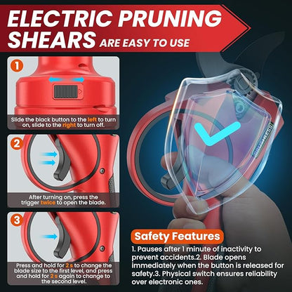Electric Pruning Shears,1.6"Cordless Pruning Shears for Gardening,SK7 Blades,800W Brushless Motor,Battery Pruning Shears with 21V 2000mAh*2 Batteries,Ideal Dad's Gifts for Tree Trimming,Branch Cutter