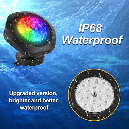 RGBW Pond Lights, 18 LED Super Bright Underwater Submersible Fountain Lights Color Changing Landscape Lighting Remote Control IP68 Waterproof for Fish Aquarium Tank Yard Garden Pool (Set of 6)