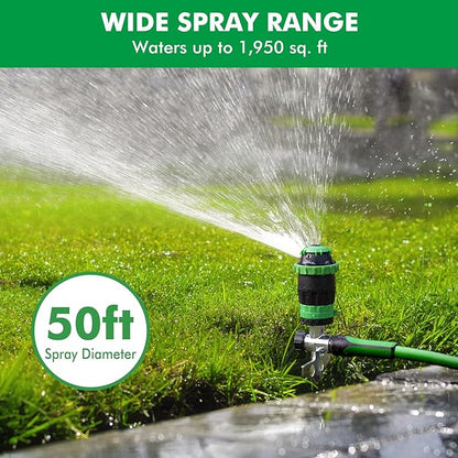 RESTMO Gear Drive Sprinkler with Metal Spike Base, 5-Pattern Heavy Duty Gardening Watering System, Multi-Adjustable Lawn Sprinkle for Garden Plant, Flower Bed and Large Yard Area Watering, Green