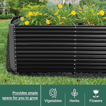 Land Guard 6x3x3ft Rectangular Galvanized Raised Garden Beds, Large-Capacity Metal Planter Box Outdoor, Durable Deep Raised Garden Bed 3ft Tall, Raised Beds for Gardening Vegetables, Dark Grey