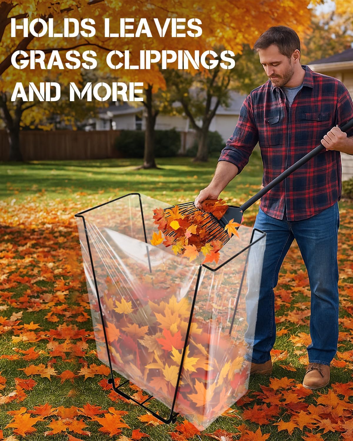 Joyhalo Outdoor Trash Bag Holder Stand - 2 Pack Heavy Duty Metal Garden Garbage Bag Support Frame for 30-45 Gallon Capacity, Multi-Use Portable Yard Leaf Bag Stand