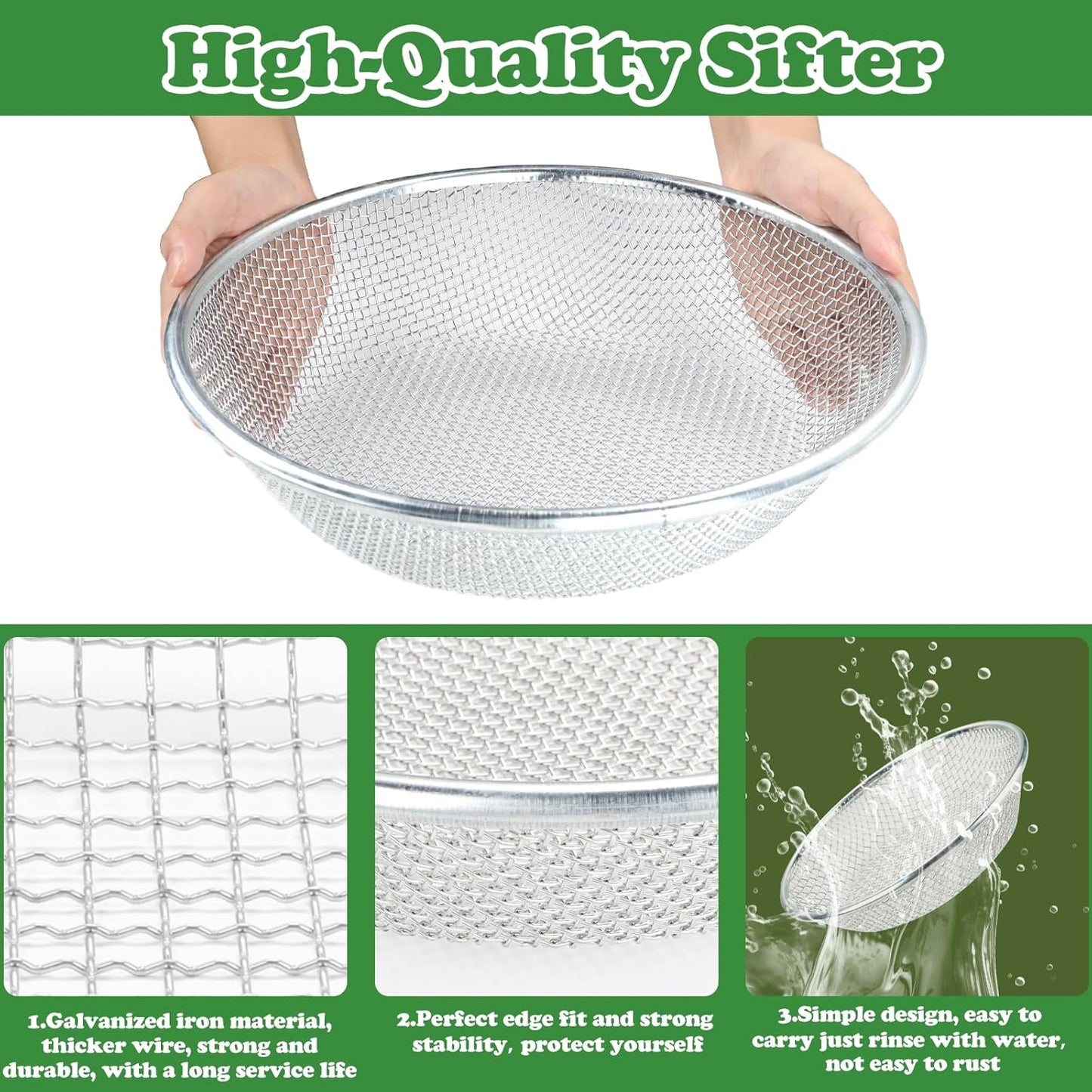 Soil, Sand, and Compost Sifter for Gardening – Sieve for Rocks, Dirt, and Organic Material – Fits 5-Gallon Buckets-1/4 in Aperture