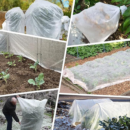 Plant Covers Freeze Protection, 10ft x 30ft 1.41oz/yd² White Frost Cloth Plant Blankets with 20 Stainless Steel Clips Floating Row Covers for Outdoor Gardens Vegetables Winter Frost Pests Protection