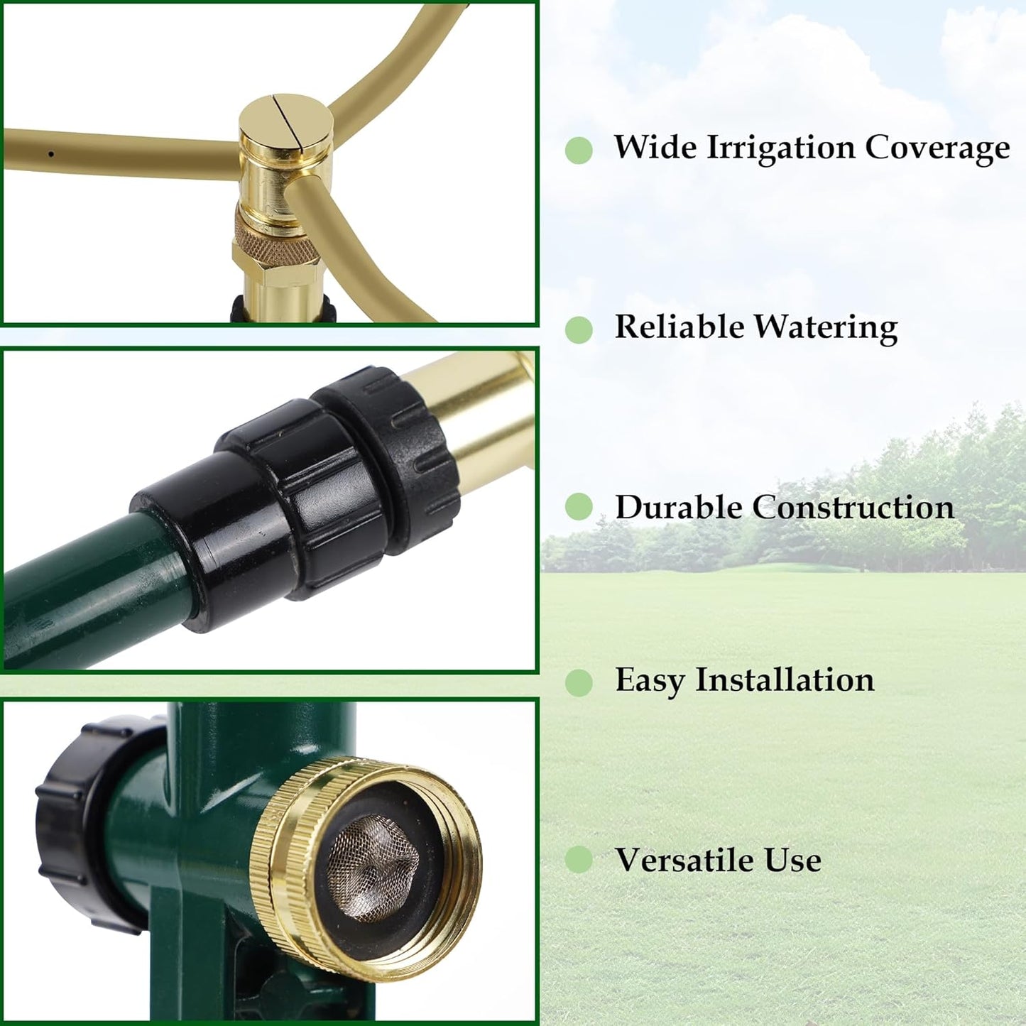 2 Pack 3-Arm Garden Sprinkler, 360 Degree Rotation Garden Water Sprinklers, High-Rise Lawn Sprinkler, Lawn Watering Irrigation System