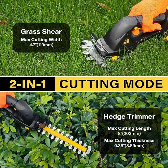 Hedge Trimmer Cordless for DEWALT 20V MAX Battery, 1500RPM Grass Trimmer Electric Hedge Trimmer, 2 in 1 Design for Yard, Garden, Lawn Care(Battery Not Included) (Black)