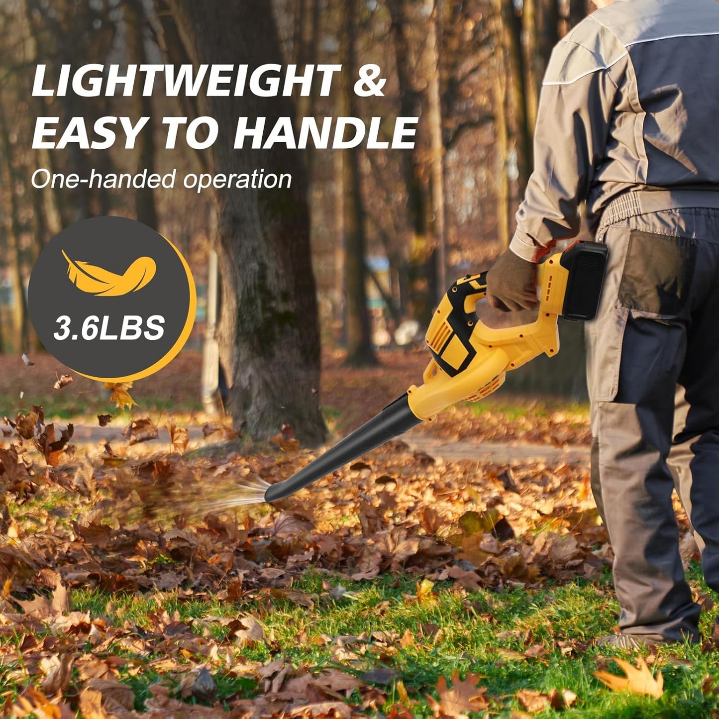 Leaf Blower Cordless, 21V Cordless Blower with 2 x 3.0Ah Battery, 540CFM 140 MPH Battery Powered Leaf Blower, Lightweight Handheld Blower for Lawn Care, Patio, Dust, Blowing Leaves, Snow