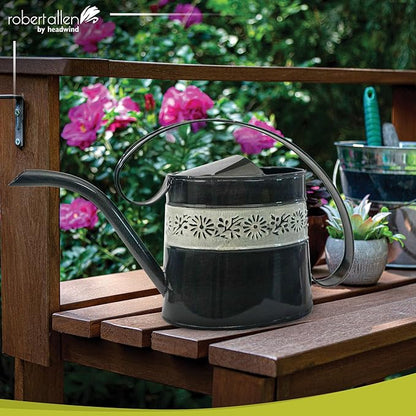 Headwind Willow Black Pearl 0.5 Gallon Galvanized Decorative Metal Garden Watering Can for Indoor & Outdoor Plant Care – Vintage Gardening Plant Watering Can by Robert Allen
