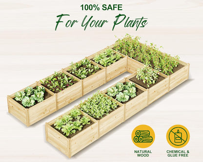 AMERLIFE U-Shaped Raised Garden Bed, 7.5Wx15Dx1.6H Free Combination Outdoor Wooden Raised Garden Bed Planter with 19.6" Depth Planter Box